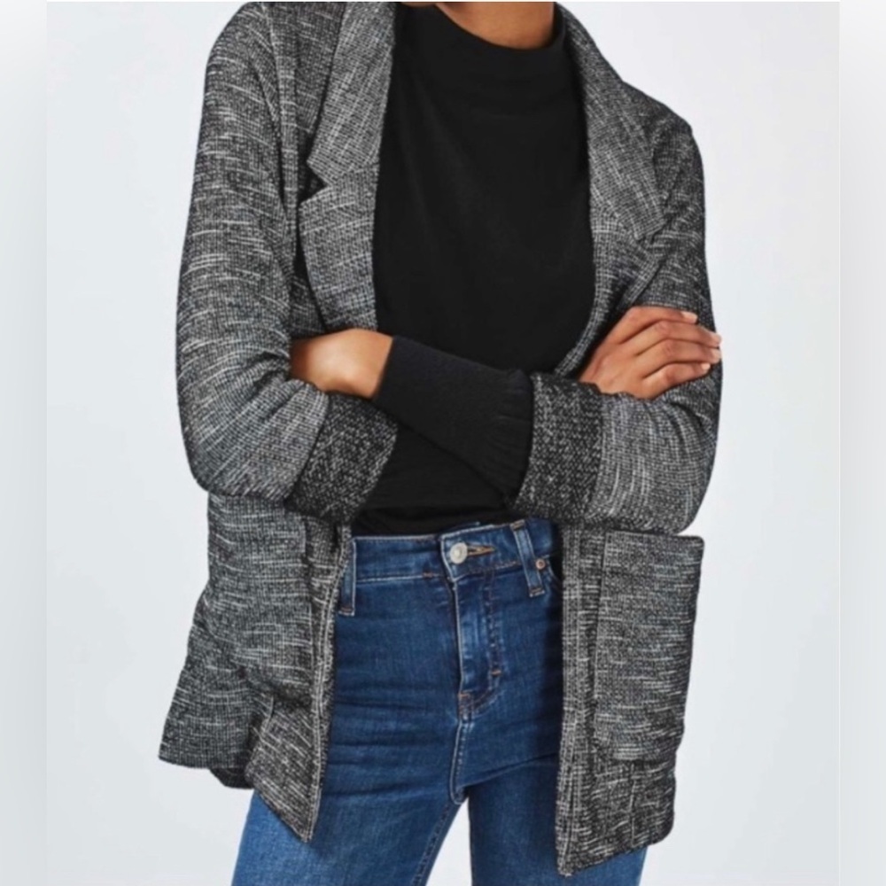 TOPSHOP Nordstrom NWT Marled Gray Open-Front Sweater - Picture 1 of 8